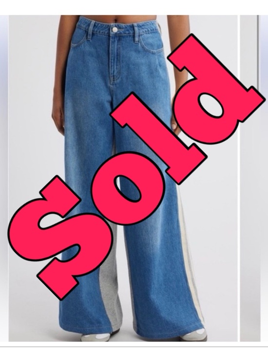 Austin Landing Denim - Blue Flare Jeans with White Stripes doble face pants